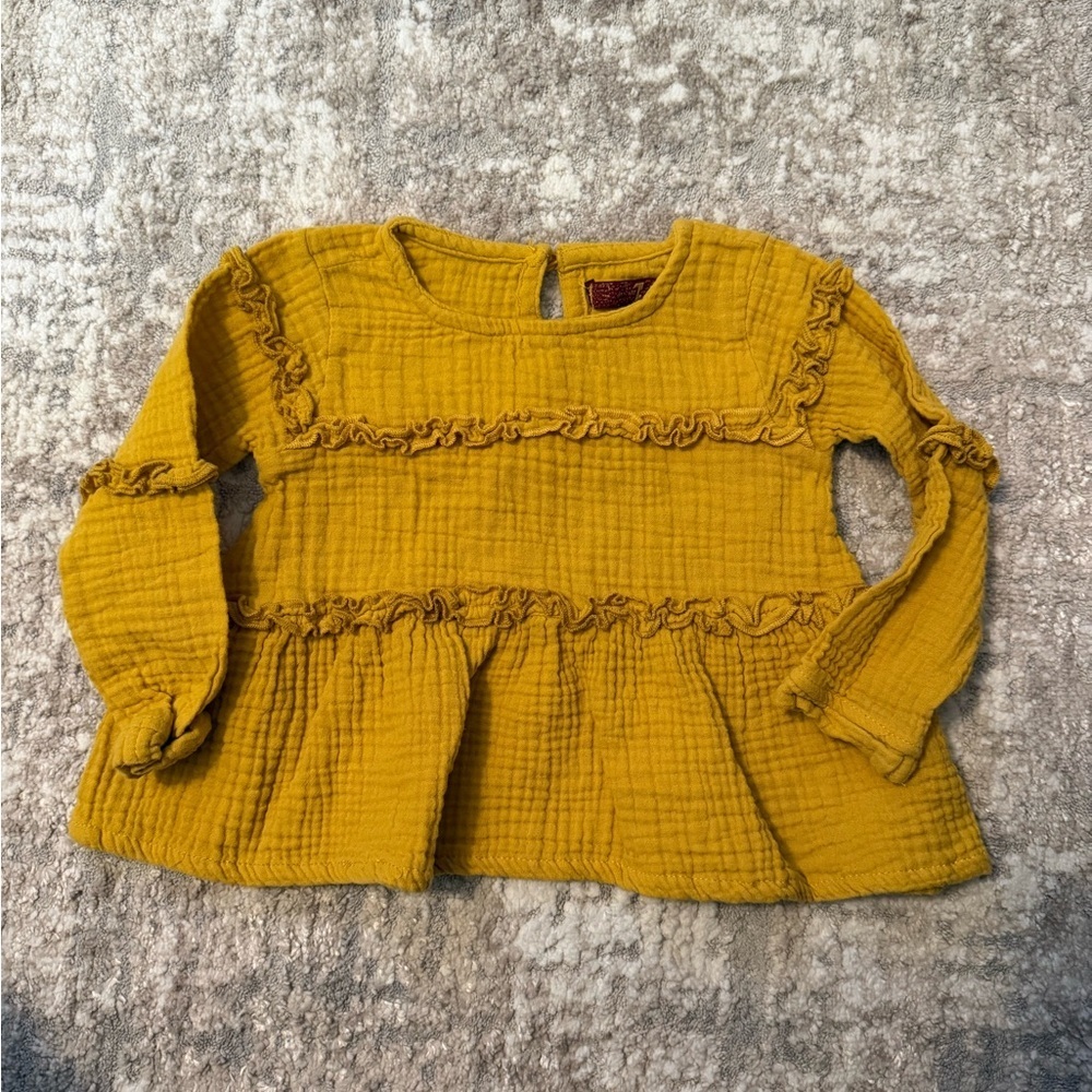 7 For All Mankind Mustard Ruffled Kids Blouse size 24M